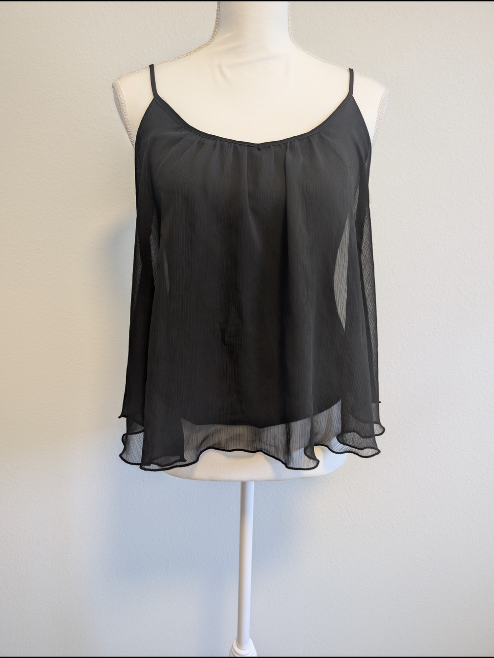 Express Black Sheer Pleated Camisole Tank Top S Women's Date Night Blouse